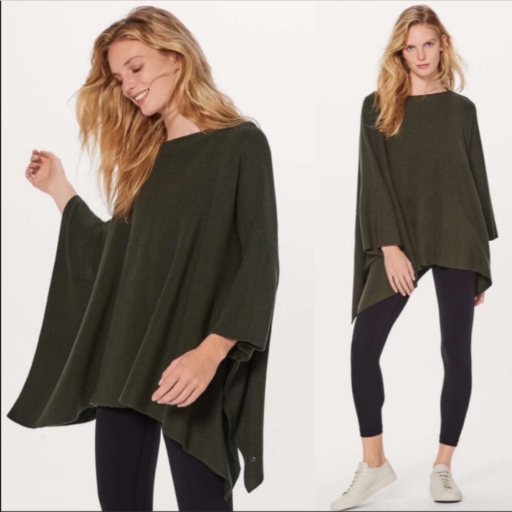 Lululemon Wool Be Cozy Poncho Dark Olive Green